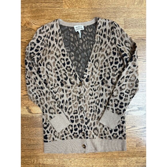 Skaist Tayloe Womens 100% Wool Leopard Print Cardigan - Picture 10 of 15
